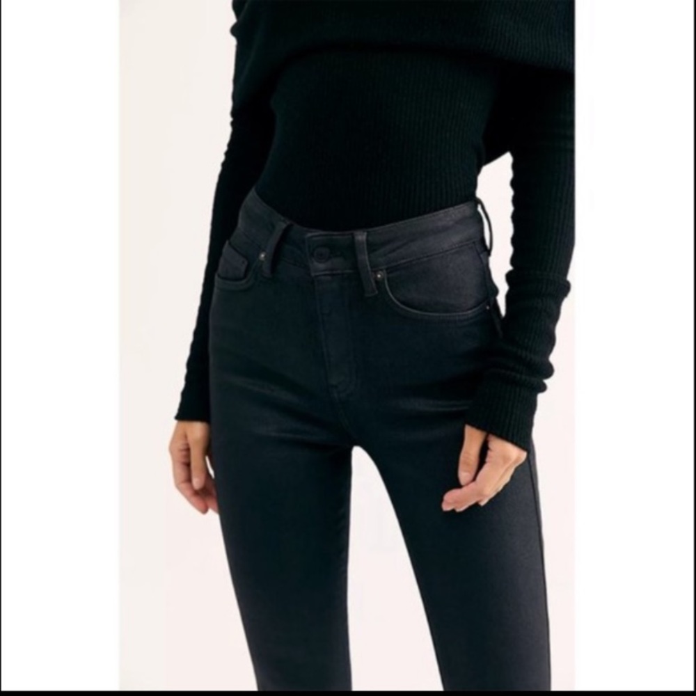 NWOT Free People Raw High Rise Coated Skinny Jeans - Picture 4 of 7